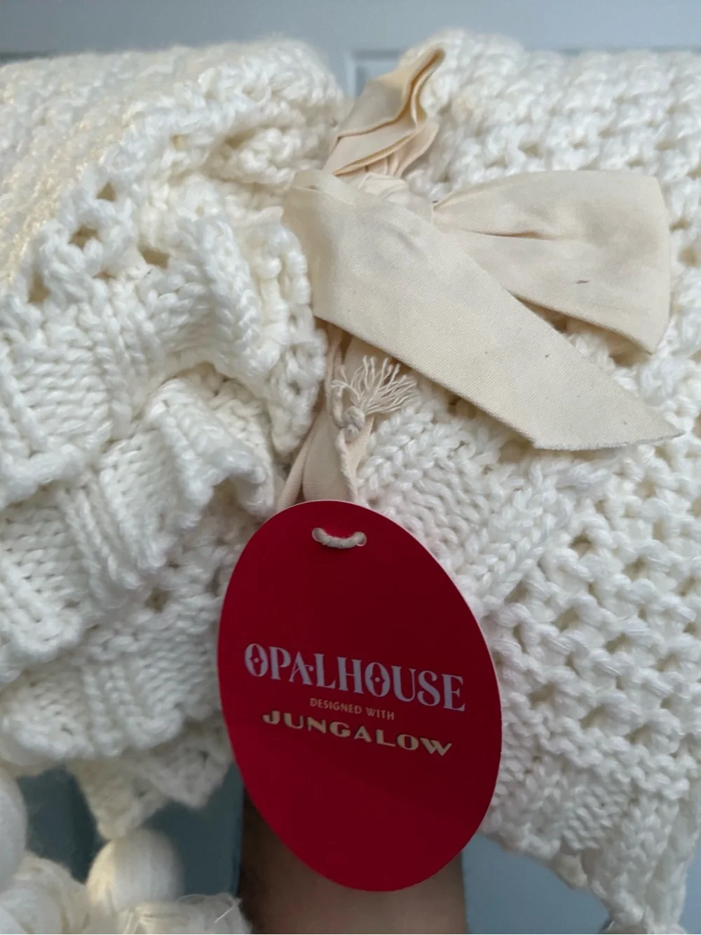White Knit throw blanket with tassels from Opalhouse